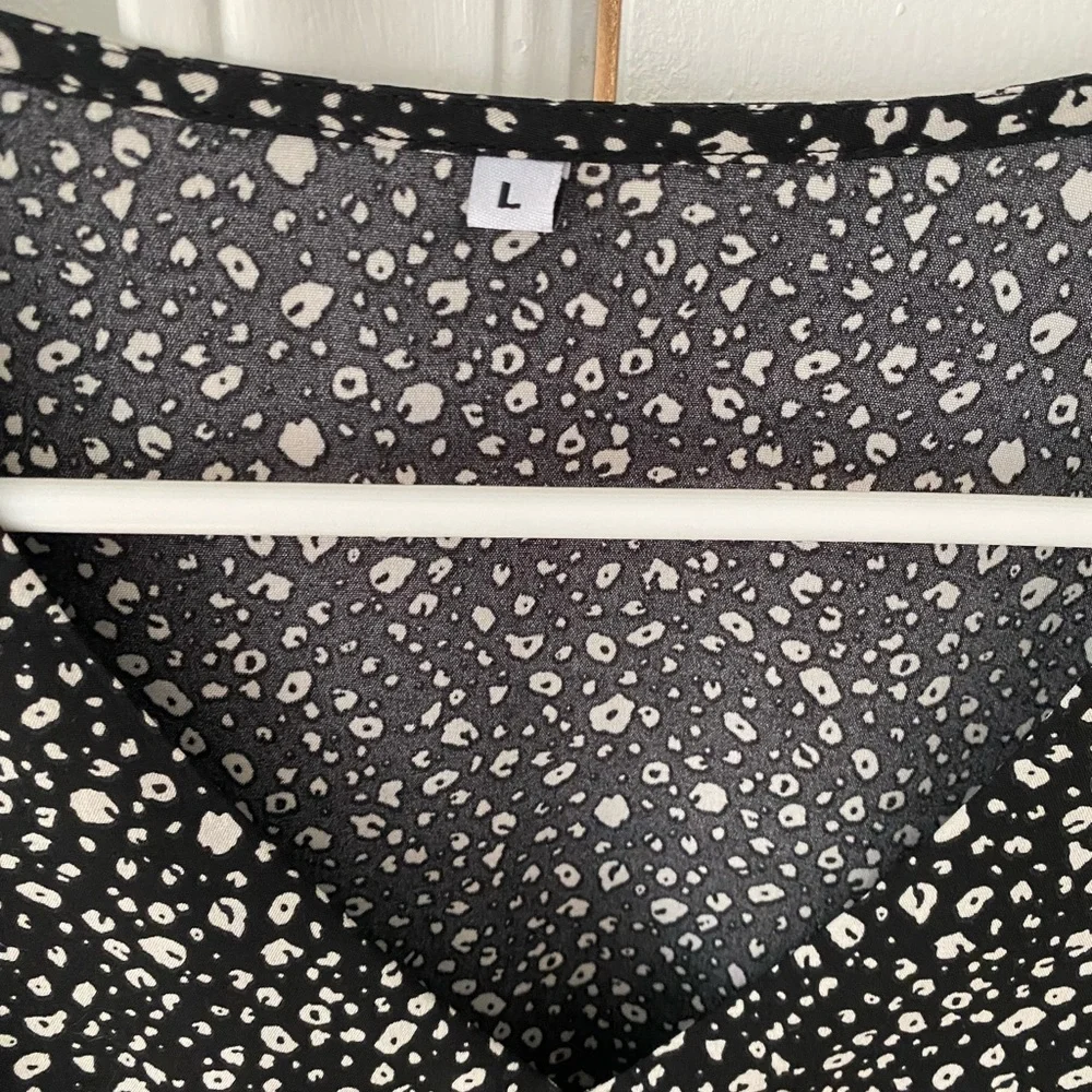 Women's Long Sleeve V Neck Loose Fit Dress - Picture 4 of 4